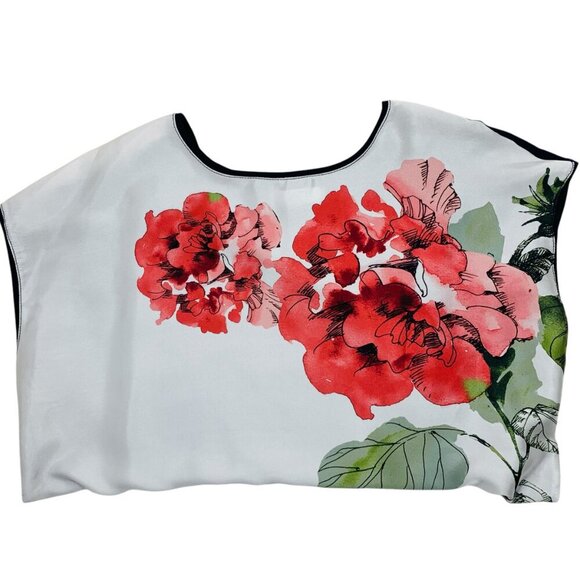 sleeveless t-shirt women with bold floral print size small SUZY SHIER - Picture 7 of 13